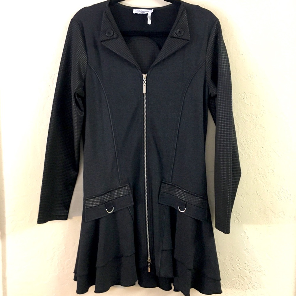 Dzhavael Couture Lightweight Dress Jacket Large Gray Black Gothic Grunge Biker